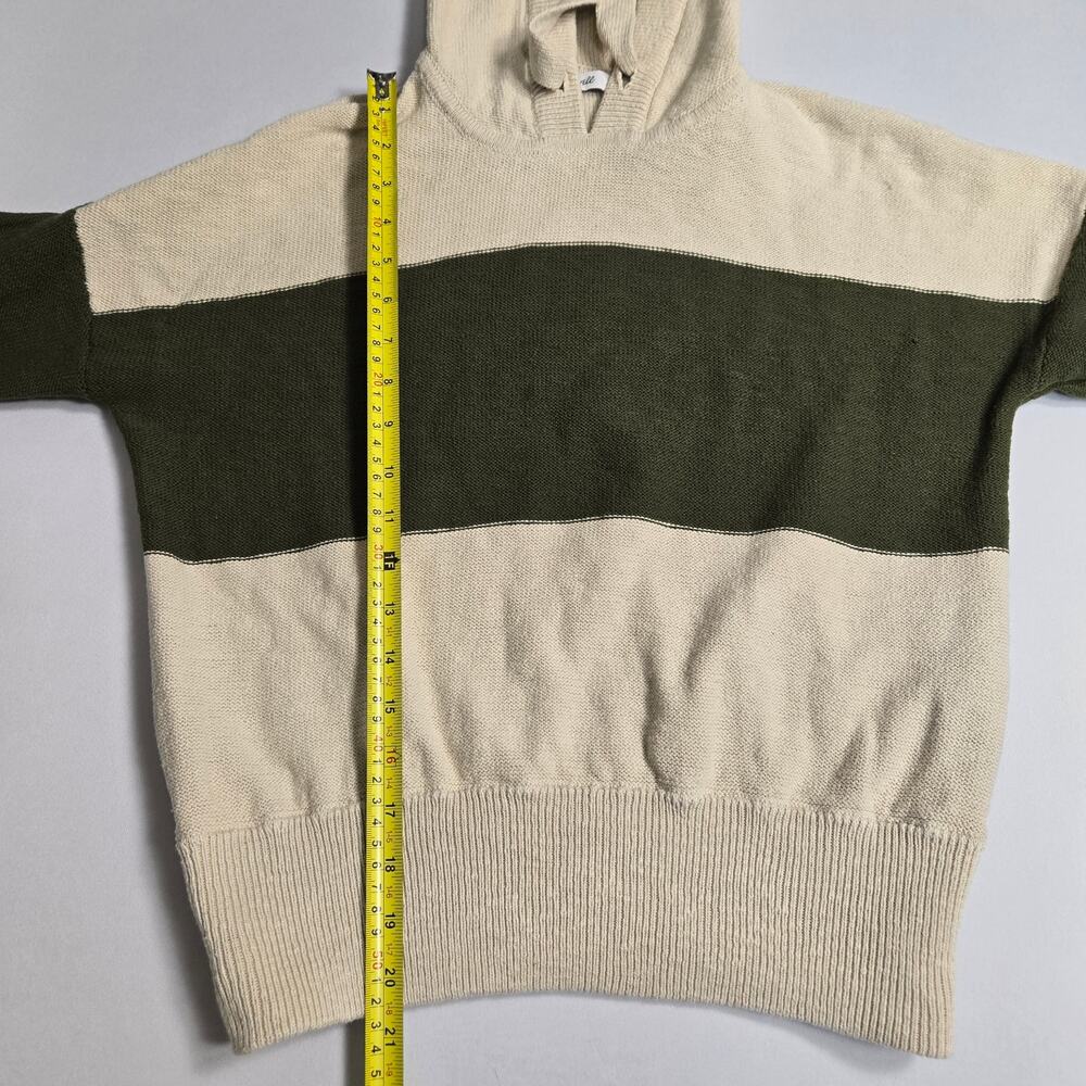 Madewell Clairview Hoodie Sweater, Cream/Olive Green, Cotton, Size XXS - Picture 8 of 10